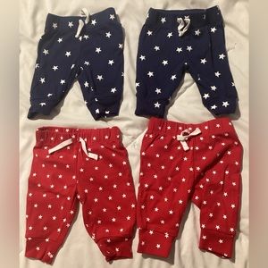 4 Red White and Blue Stars 0-3 Month Stretchy Pants Non Adjustable Draw String
